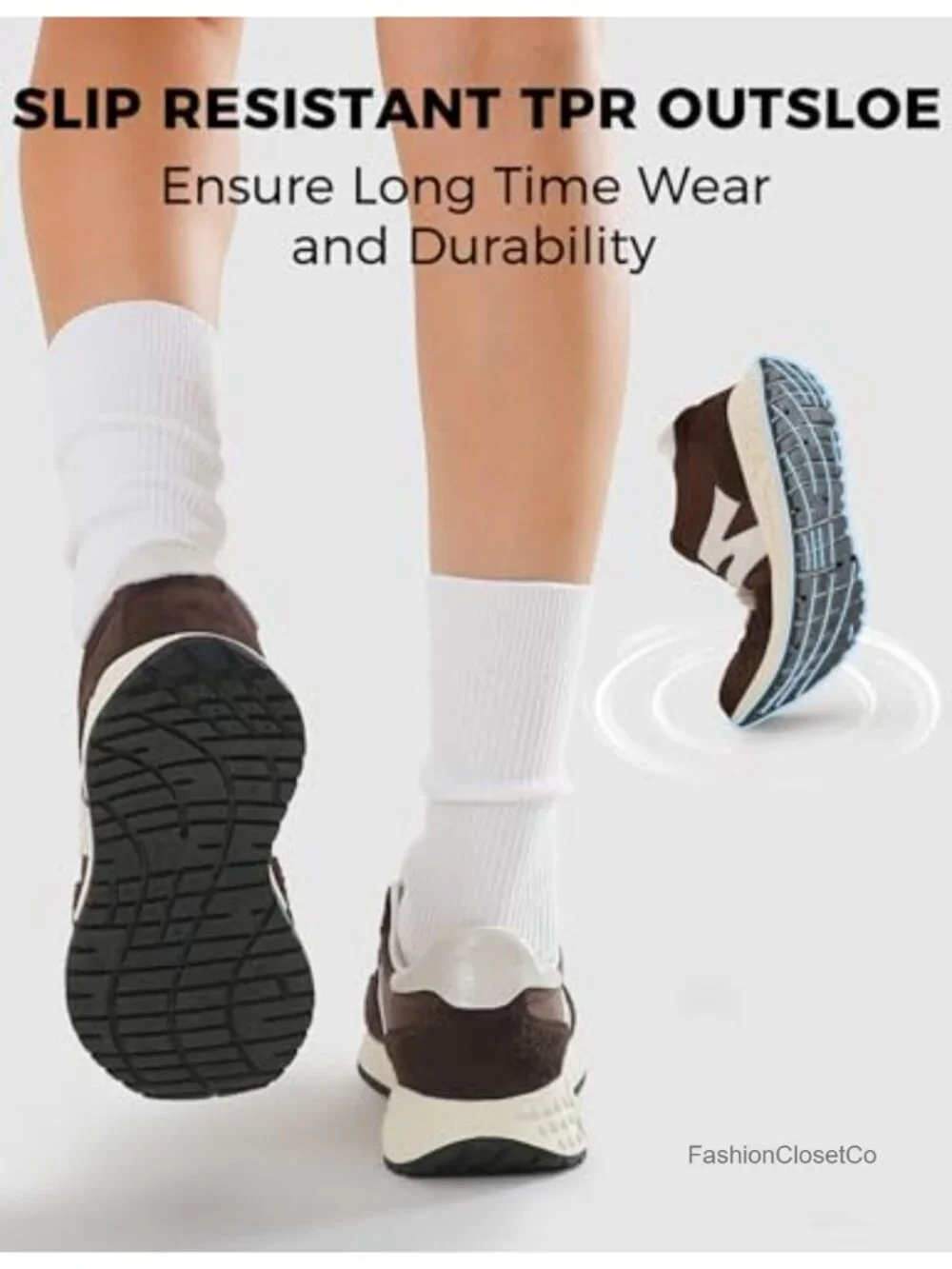 Fashion Platform Sneakers with Suede Fabric Upper, Non-Slip TPR Outsole,